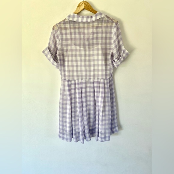 Sister Jane Daydream Purple Gingham Short Sleeve Babydoll Dress Size Medium - Picture 6 of 10